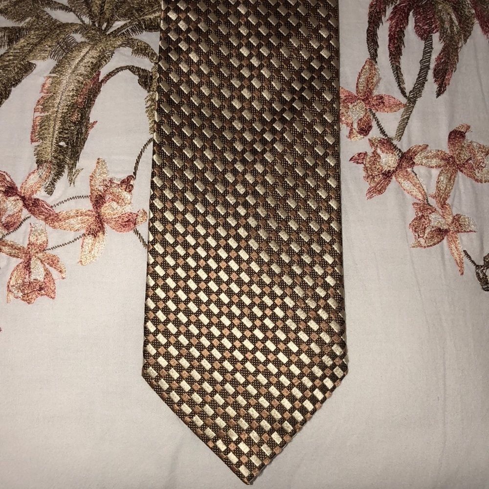 Valerio Garati Tan Ivory Brown Silk Tie